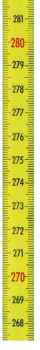 Skalenbandmaß Unten/Oben 13 mm polyamid/gelb mit Selbstklebefolie 10 Meter