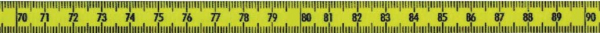 Skalenbandmaß polysan/gelb - links/rechts 13 mm ohne Meterzahl fortlaufend mit Selbstklebefolie