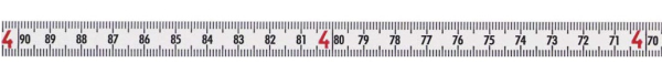 Skalenbandmaß weißlackiert rechts-links 13 mm mit Selbstklebefolie 30 Meter