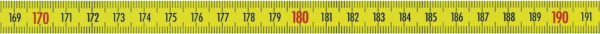Skalenbandmaß polysan/gelb - links/rechts 10 mm mit Selbstklebefolie 5 Meter