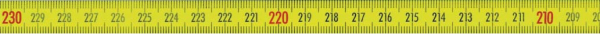 Skalenbandmaß polysan/gelb - rechts/links 10 mm mit Selbstklebefolie 2 Meter