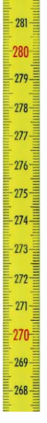 Skalenbandmaß Unten/Oben 13 mm polyamid/gelb mit Selbstklebefolie 2 Meter