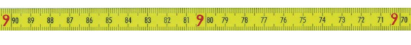 Skalenbandmaß polysan/gelb - rechts/links 13 mm mit Selbstklebefolie 15 Meter
