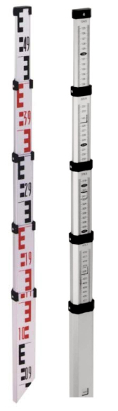 Teleskopnivelliermeter 7m, E‐Teilung Rückseite mm‐Ablesung am Fuß beginnend 