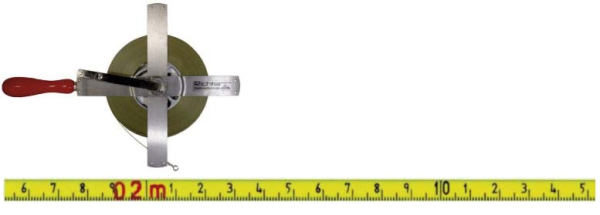 Spezialstahlbandmaß 6,5mm in Kreuzrahmen metri-polysan 30m