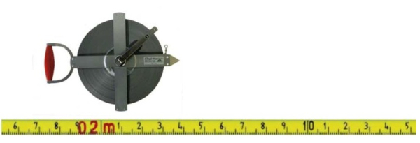Spezialstahlbandmaß 6,5mm in Feldrahmen metri-polysan 100m