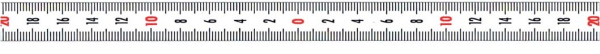 Skalenbandmaß, 13 mm breit, 1:2 Maßstab, Nullpunkt in der Mitte, ohne Selbstklebefolie, 3-0-3 Meter, Teilung oben/unten